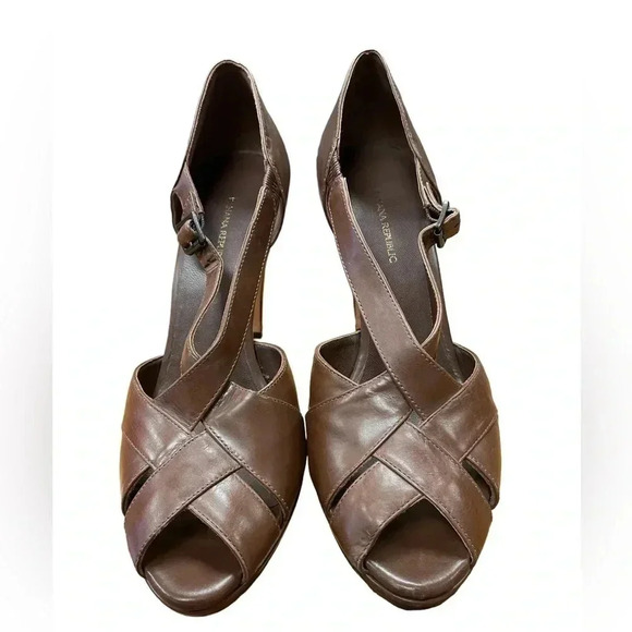 Banana Republic Brown Open Toe  Heels Size 7 - Picture 4 of 9